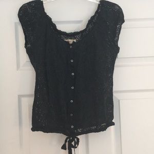 Navy blue lace blouse